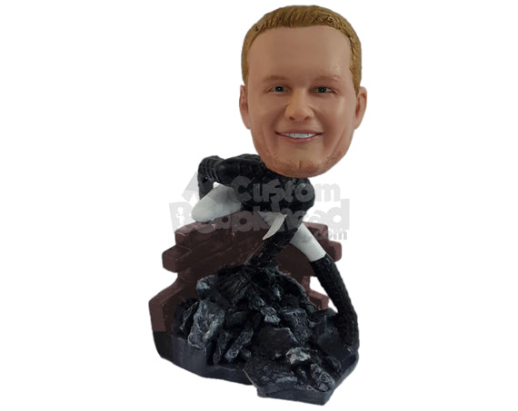 Superhero in Action Costume Jumping Over a Wall Personalized Bobblehead Superhero in Action Costume Jumping Over a Wall Personalized Bobblehead